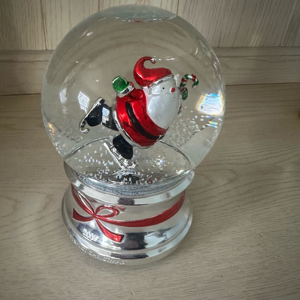 Santa Snow Globe with Silver Base